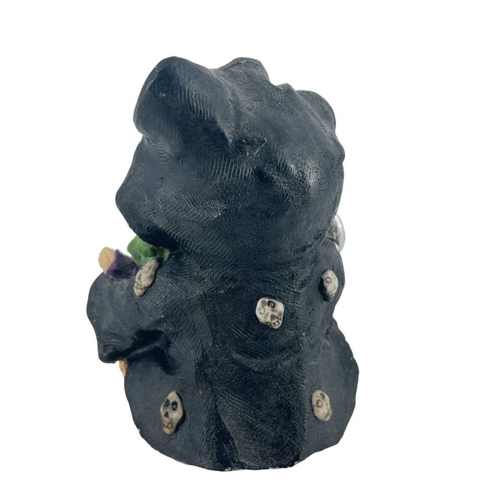 Halloween Grim Reaper Teddy Bear Figurine Scythe Scarecrow Skull Cloak 4 Inch - Picture 2 of 7
